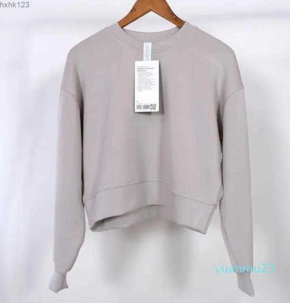 

women's hoodies sweatshirts lululemens women yoga outfit hoodie loose long sleeve crop fitness workout high elasticity crew 91 gym runn, Black