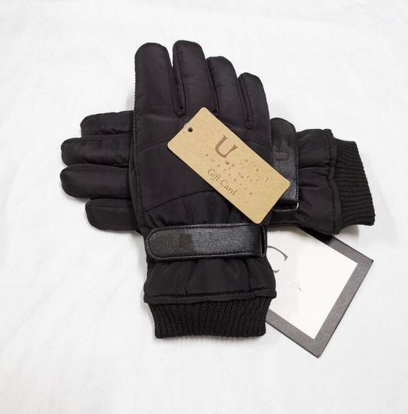 

2023designer thicken letter five fingers gloves mens womens autumn winter warm soft solid color brand letter printing genuine leather u888, Blue;gray