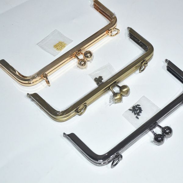 

bag parts accessories 20.5cm square big bead purse frame screw no hole diy coin purse kiss lock bag accessories 3pcs/lot 230829, Black