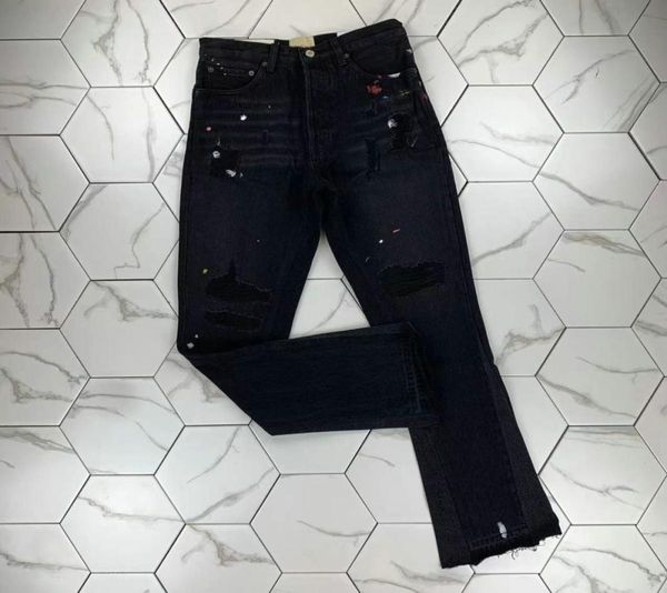 

hm577 mens jeans distressed motorcycle biker jean rock skinny slim ripped hole stripe fashionable snake embroidery de9966441, Blue