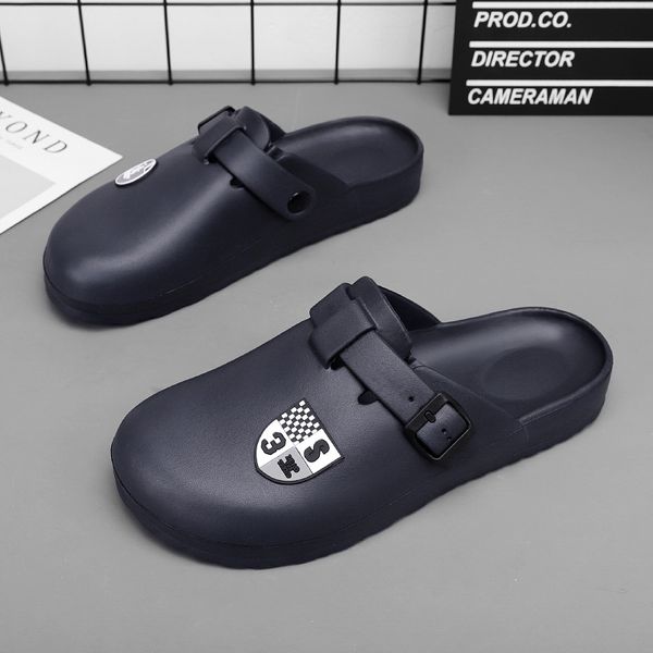 

2024 premium design foam waterproof cinnabar mineral blue agate pure sandal slipper ochre resin clog desert slipper, Black