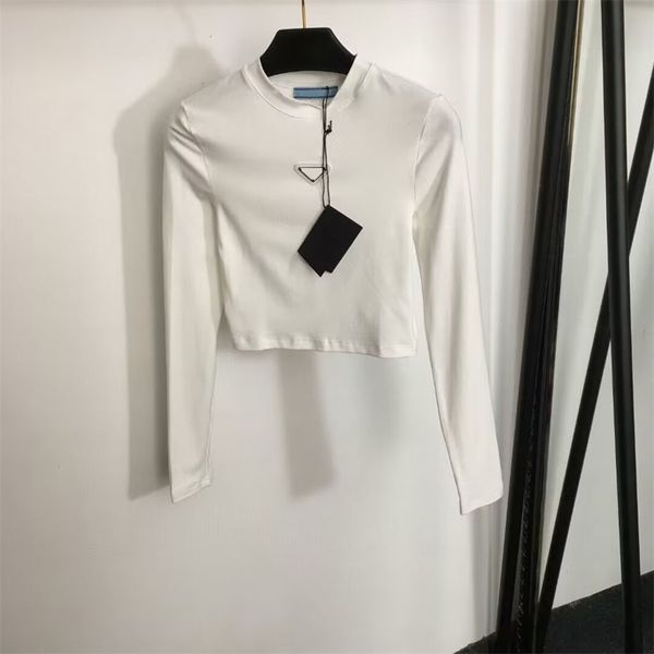 

womens cropped jumper tees letter tshirts fashion autumn long sleeves pullover t shirt women luxury designer cotton white black woman cloth