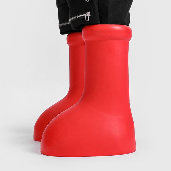 

astro boy boot men women designer mschf boots rain boot big red boot thick bottom non-slip booties rubber platform bootie fashion shoes roun, Black