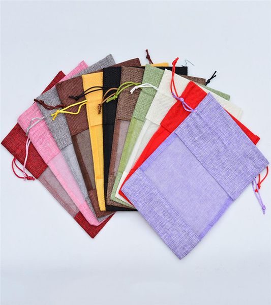 

window clear red jute burlap bags organza linen drawstring bag 13x18cm jewelry packing gift bag wedding party favors sack6003892, Pink;blue
