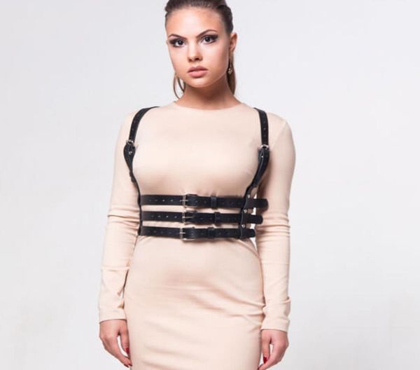 

punk pu leather body bondage belts for women female harness leather garter waist belts straps suspenders4069294, Black;white