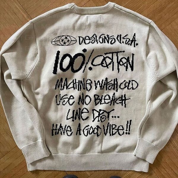 

men s sweaters men sweater winter letters graphic pullover harajuku casual loose cotton streetwear women hip hop knitted 230830, White;black