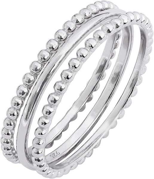 

essentials 14k gold or rhodium plated sterling silver stacking ring set of 3