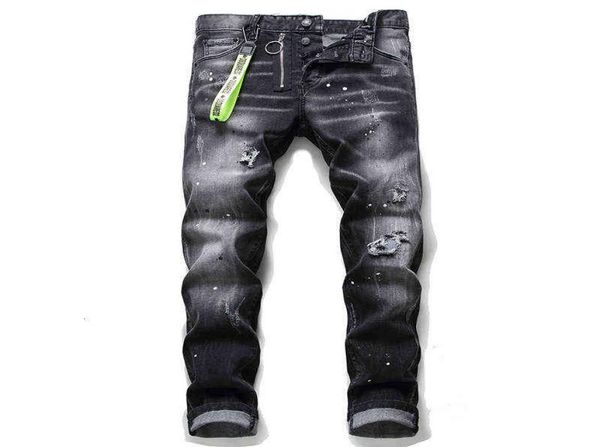 

men039s jeans d2 black paint throwing hole wild zipper decorative personalized jeans men039s 10566175568, Blue