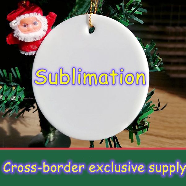 

express christmas decoration european and american quality 3 inch heat transfer christmas coating pendants sublimation ceramic pendant lg09