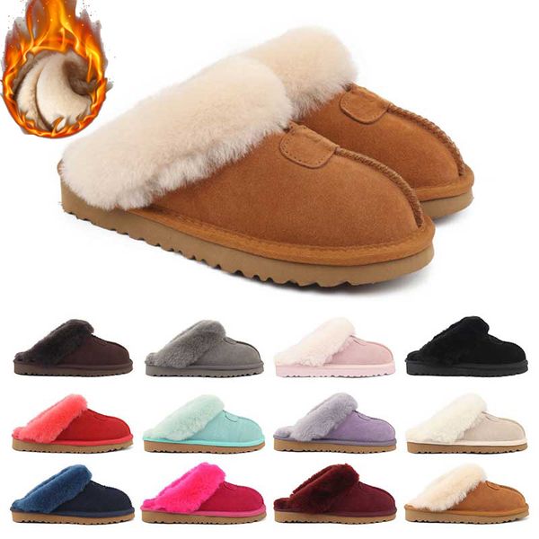 

designer sandals winter women snow slippers classic fur luxurys slipper chestnut grey fashion outdoor sandal size 34-45, Black