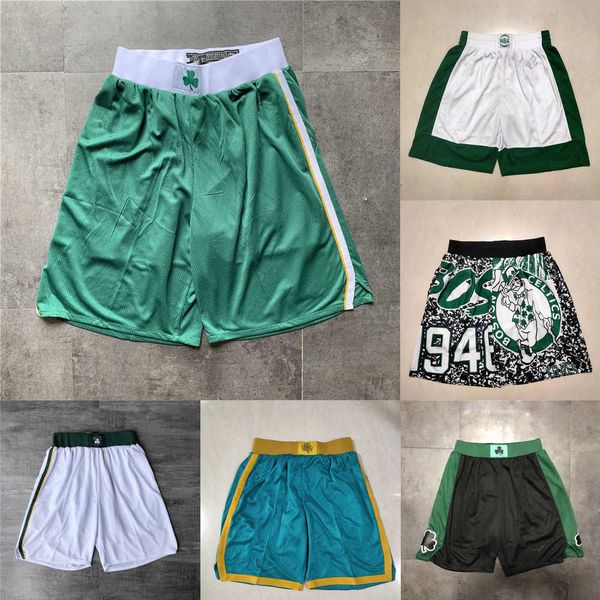 

boston''celtics''men throwback basketball shorts pocket, Black
