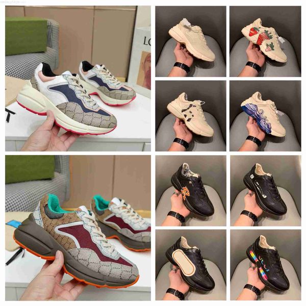 

rhyton shoes men 's sneakers women 's sneakers famous designer classic luxury chaussures casual fashion size 34-46, Black