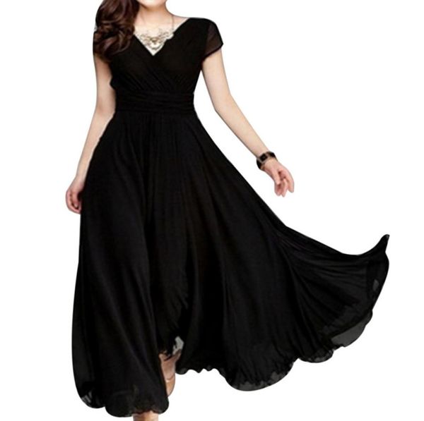 

lasperal women boho style dress short sleeve dress fit and flare party long maxi dresses female v neck beach vestidos plus size8352435, White;black