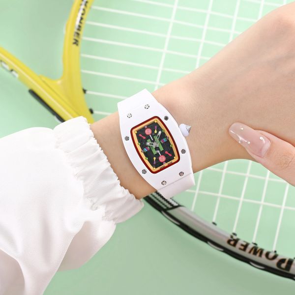 

womens watch quartz movement candy band rubber strap 2023 lady luxury watches lifestyle waterproof design dress wristwatch analog fashion cl, Slivery;brown