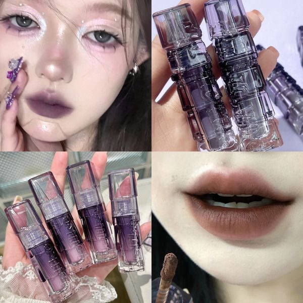 

lipstick smoked grey purple liquid matte lip gloss cosmetic lightweight glaze long lasting tint waterproof lips makeup 230829