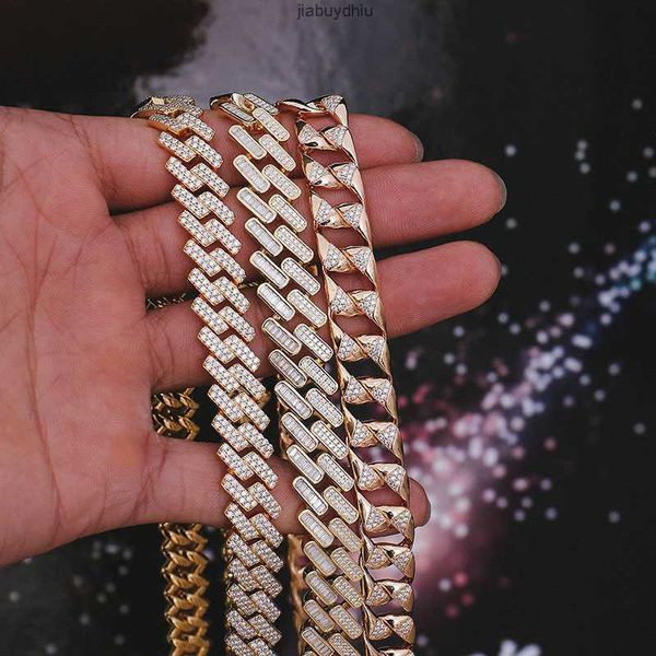 

2023 iced out cuban chain moissanite necklace link gold 14k/18k/silver plated jewelry for men