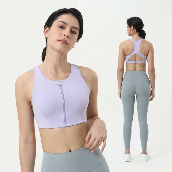 

lu lu lemon tanks soft feeling sports bra high intensity double sided zippered fitness gym tank adjustable back button yoga crop wear pad at