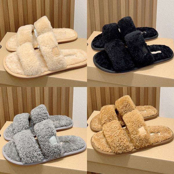 

ladies maxi curly scuffetta fur slippers house full furry soft slides australian wool mule ugglies fluffy plush flats heel non slip luxury d, Black