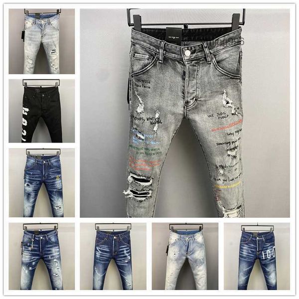 

2023 new arrivals d2 mens luxury purple designer denim jeans holes trousers dsquare jeans coolguy biker pants mens clothing 2ee3g, Blue