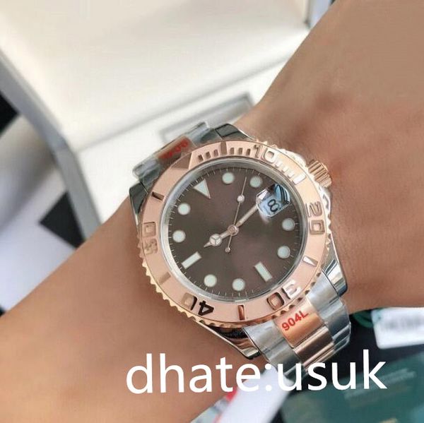 

men eternity ym watches 126621 latest version two tone 904l steel bracelet and case eta2834 automatic mens watch sapphire mirror with box, Slivery;brown