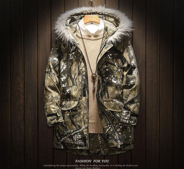 

men warm down jackets hooded casual long thicker jackets winter long coats new fashion camouflage winter warm parkas xl6874982, Black
