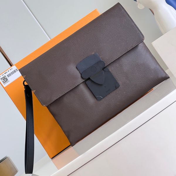 

7a+ designer pochette man clutch bags cowhide handbags 28cm man high imitation purse with box