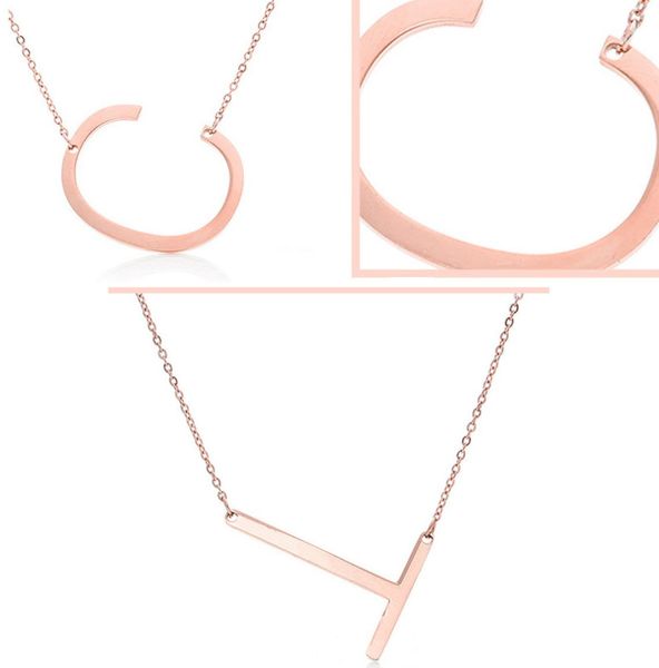 

new jewelry 26 english letter pendant trichromatic stainless steel necklace accessories short style collarbone chain whole1997541, Silver