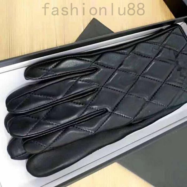 

women sheepskin designer gloves winter luxury leather glove five fingers glove designer man warm simple daily classical fashion fa01, Blue;gray