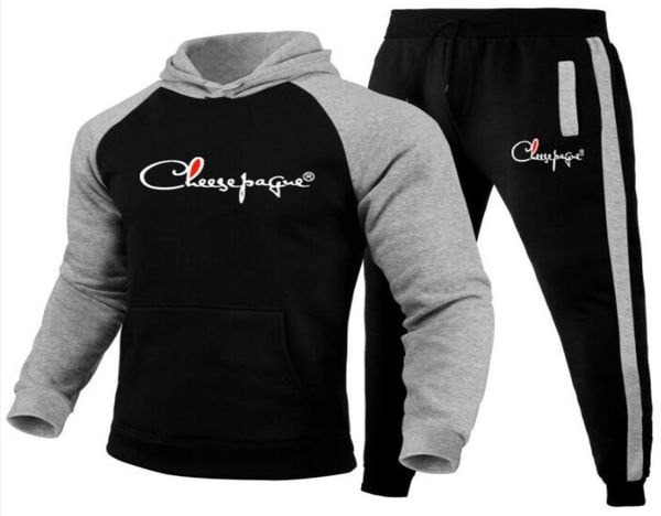 

2022 autumn winter splice tracksuit men women hooded sweatshirt suit cotton couple jogging sweatshirts oversized streetwear4554574, Gray