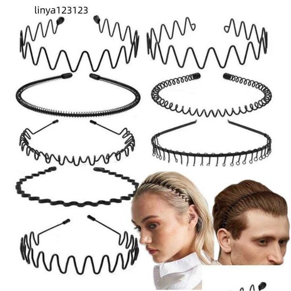 

headbands black metal wavy headband men women hair band head hoops bands sport headwear hairband bangs holder accessories drop deliver dhies, Silver