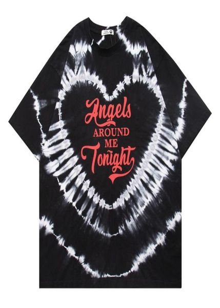 

hip hop men tshirt short sleeve letter tie dye printed t shirt cotton 2022 summer tees 33027325232332, Black;brown