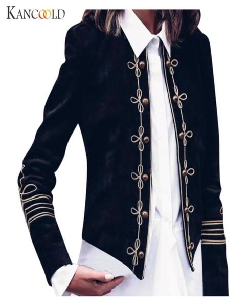 

kancoold women doublebreasted short style long sleeve printed coat soft exquisite sewing lines soft warm lightweight 20199161170, Black;brown