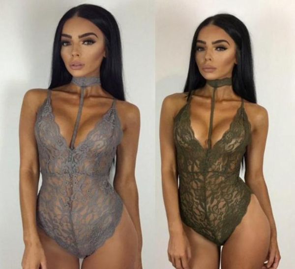 

2019 women high elestic halter bodysuit semi sheer party overalls summer female night gown lace rompers slim bandage short ju8225894, Black;white