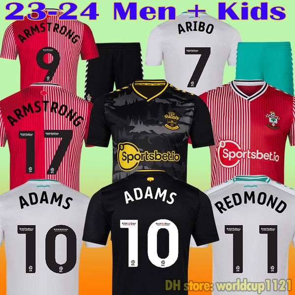 

22 23 south amptons aribo#7 soccer jerseys redmond 2022 2023 ward-prowse elyounoussi romeu#6 football shirts men kids kit set saints, Black;yellow