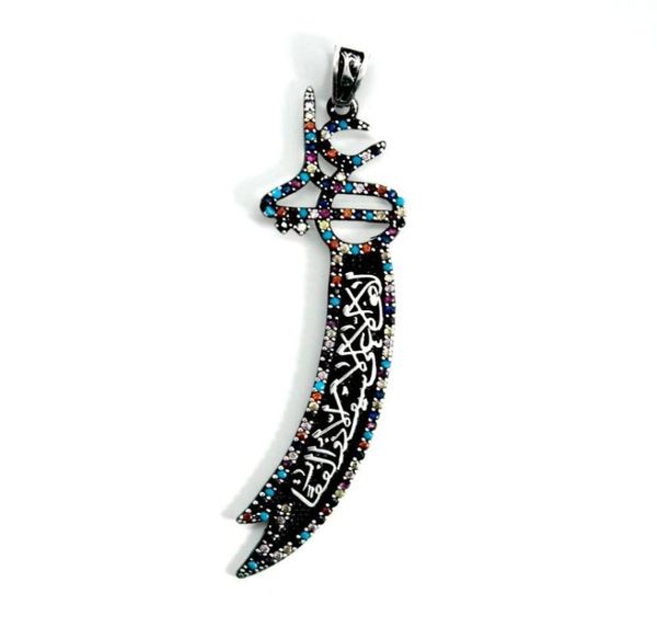 

black floor zulfiqar sword stone silver pendant hz ali necklace tip chains4906756
