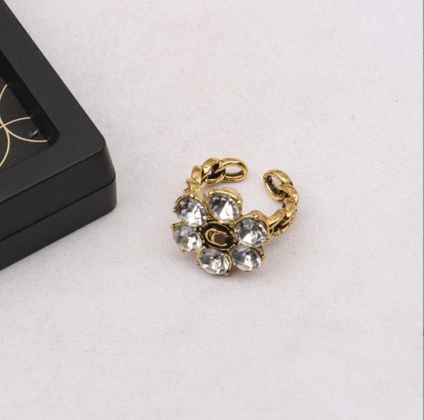 

18k gold plated brand letter band rings for mens womens fashion designer metal opening ring adjustable for ring jewelry, Silver