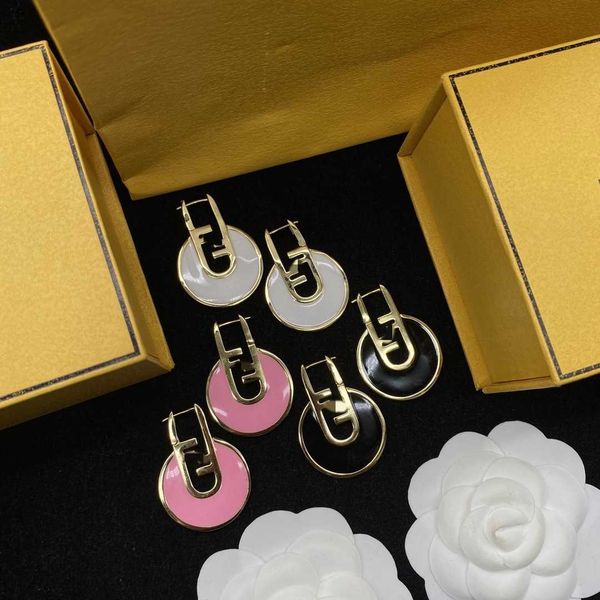 

earrings designer f new letter f pink dropping glue with middle ages and small market design with advanced sense, Golden;silver