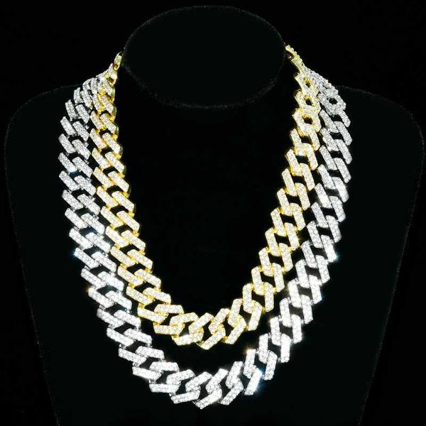

fashion jewelry men women hip hop cuban link chain iced out stainless steel alloy necklace, Silver
