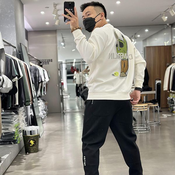 

cartoon printing hoodies men's trendy brands autumn winter handsome pullover long sleeve casual couple clothing sweatshirts, Black