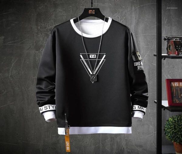 

fashion style boys hoodie men 2020 autumn new men039s pullover hoodie fake twopiece student loose street hiphop men039s cl4535541, Black