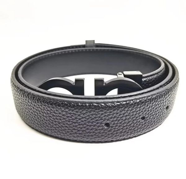 

2024 smooth leather belt luxury belts designer for men big buckle male chastity fashion mens wholesale, Black;brown