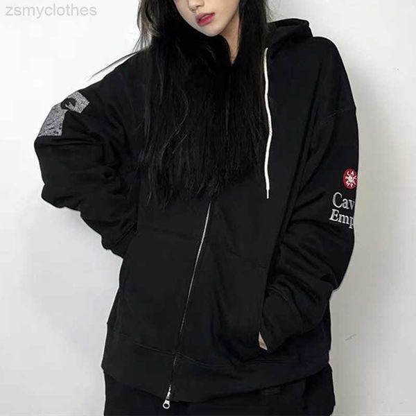 

men's hoodies sweatshirts plus velvet cavempt ce fashion hoodie men 1 1 reflective embroidery women sweatshirts cav empt couple pullove, Black
