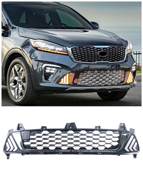 

radiator grille for kia sorento 2018-2020 12v led car drl front bumper lights grill middle net lamp around trim cover
