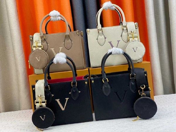 

luxury designer onthego bags handbags women messenger handbag sac plat monograms embossing on the go small tote shoulder crossbody bag