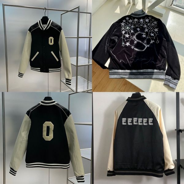 

luxury women varsity blouson women baseball coat designer contrast color baseball jackets long sleeve autumn spring lovers jacket, Black