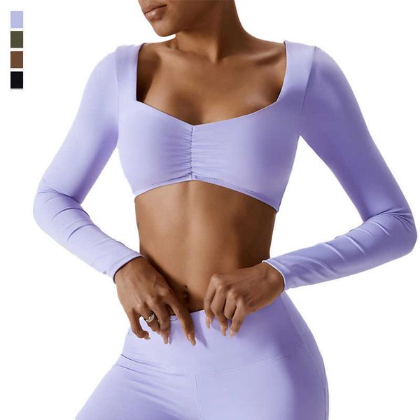 

yoga lu lu lemon women's t-shirt women sports clothing long sleeve fitness nude feeling outdoor running gym activewear women workout sh