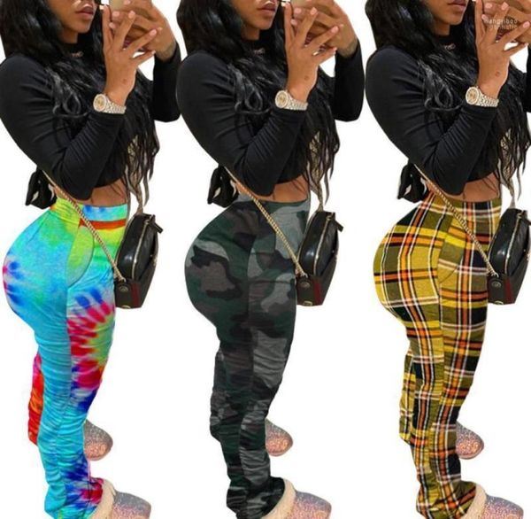 

2022 stacked pants women camo jogger tie dye leggings women039s trousers1029362, Black;white