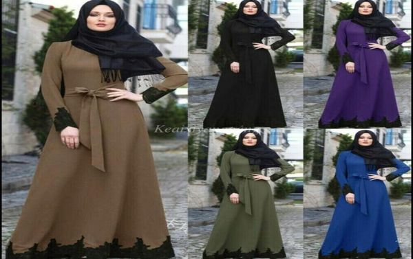 

muslim abaya hijab dress women moroccan kaftan laceup sundress islamic clothing turkey maxi party vestidos dubai djellaba jubah3871741, Red