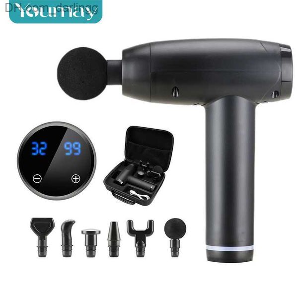 

32 lcd display massage gun fascia sport therapy muscle massager body relaxation pain relief slimming shaping with bag q230830