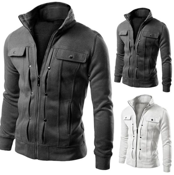 

fashion men jackets coat autumn winter zipper casual fleece coat bomber jacket stand collar male outwear xxl 5xl4593115, Black;brown